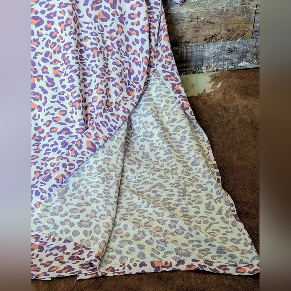 NWT Sunshine and Rodeo Purple Pink Leopard Print Duster Kimono W Side Slits - Picture 15 of 16